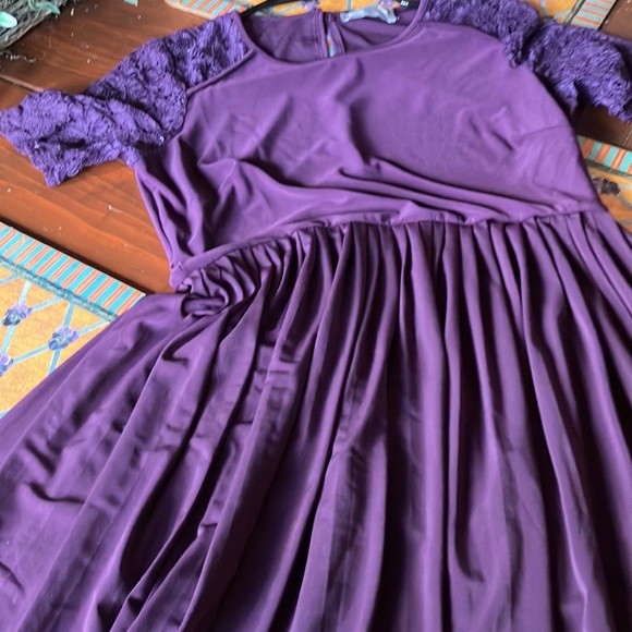 Rich Purple poly and lace sleeves ASOS dress size 4 - Picture 2 of 5